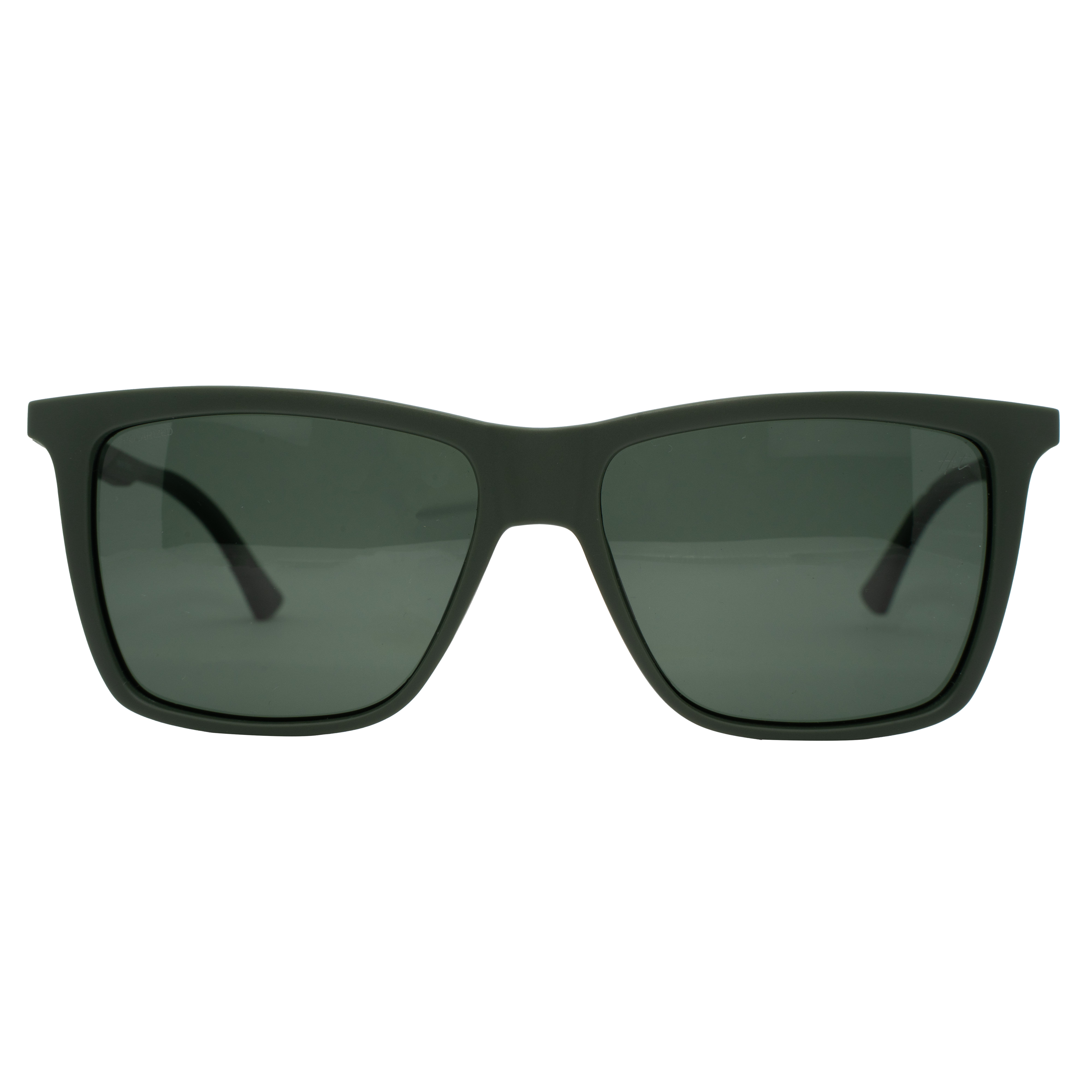 Óculos de Sol Hit SHIT24137C3 Masculino Quadrado Verde Militar Fosco Tr 90 com Haste em Fibra de Carbono